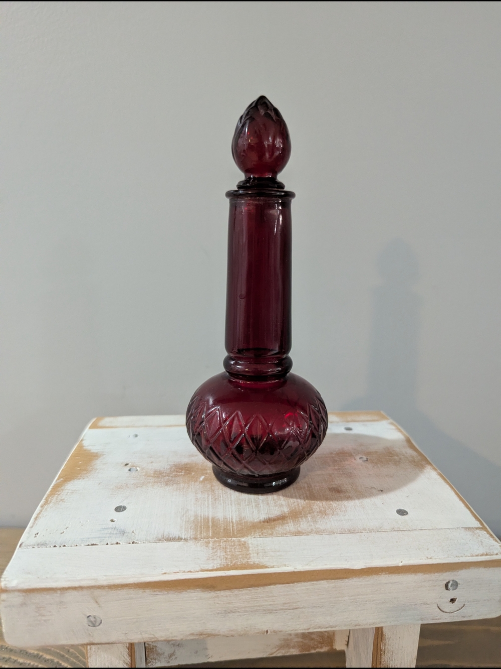 Vintage Avon Ruby Red Glass “Somewhere” Cologne 3oz Empty Perfume Bottle